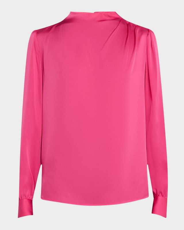 The Tien Ruched Mock-Neck Blouse